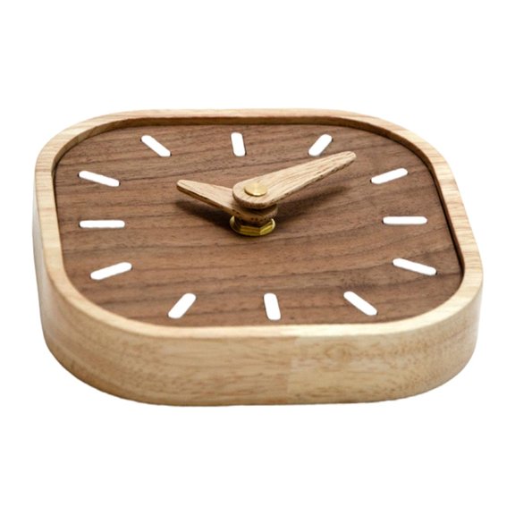 Walnuts Finisheds Wood Small Table Clock Bedsides Clock for Modern Homes