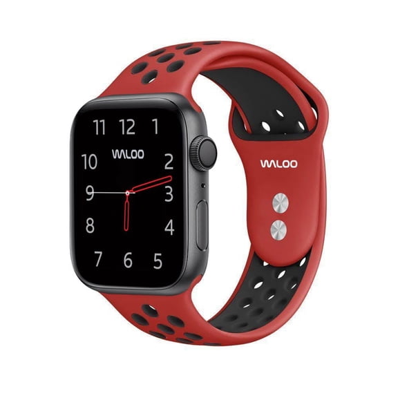 Waloo Breathable Sport Silicone Band for Apple Watch 44/45/46/49mm - Red/Black