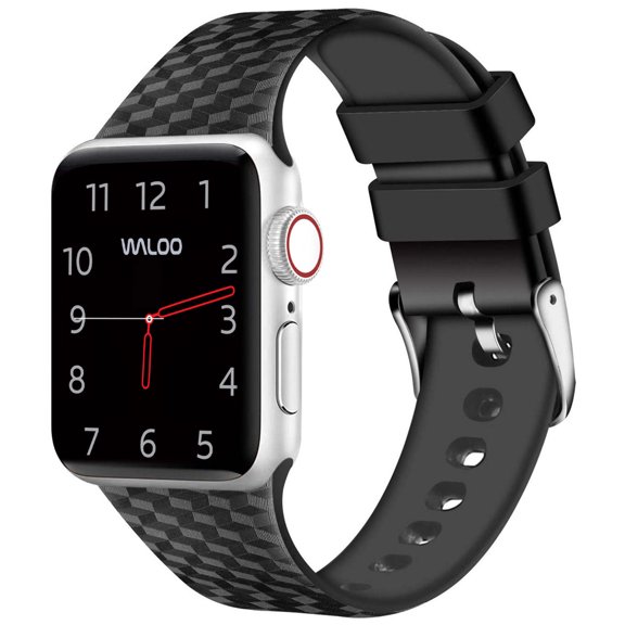 Waloo Carbon Fiber Silicone Replacement Band For All Apple Watch Series