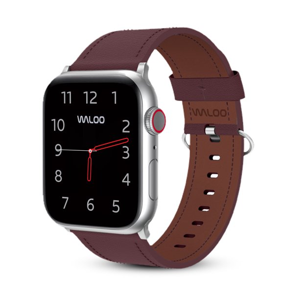 Waloo Classic Leather Genuine Leather Band for Apple Watch 44/45/46/49mm - Brown