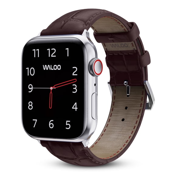 Waloo Crocodile Leather Genuine Leather Band for Apple Watch 44/45/46/49mm - Brown