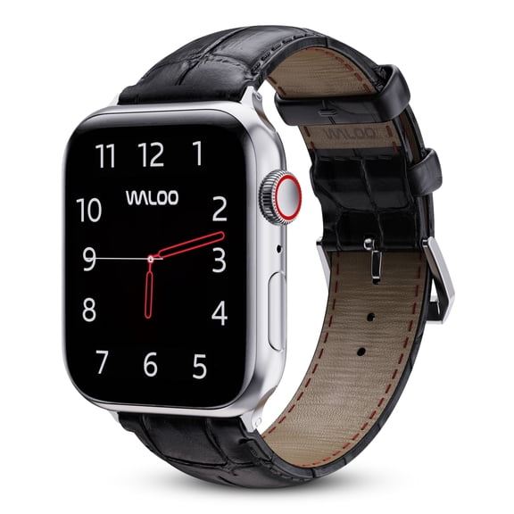 Waloo Crocodile Leather Genuine Leather Band for Apple Watch 40/41/42mm - Black