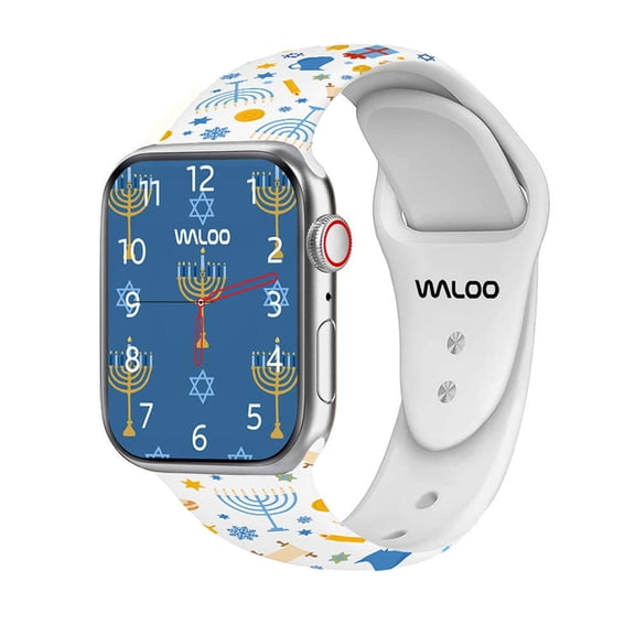 Waloo Hanukkah/Holiday Fun Silicone Sport Band Compatible With All Apple Watch Series
