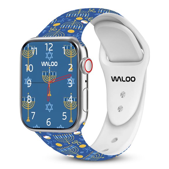 Waloo Hanukkah Silicones Silicone Band for Apple Watch 44/45/46/49mm - Light Blue