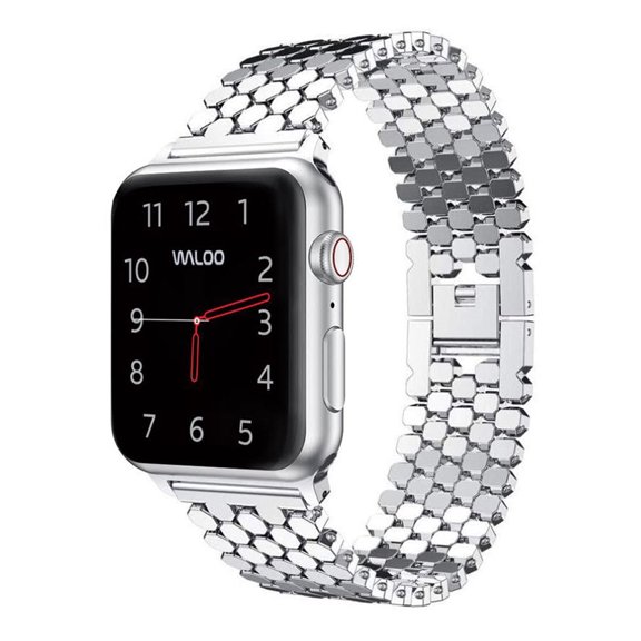 Waloo Honeycomb Style Silicone Band for Apple Watch 44/45/46/49mm - Silver