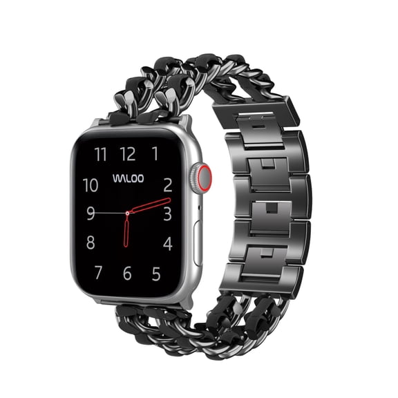 Waloo Leather Looped Genuine Leather Band for Apple Watch 40/41/42mm - Black/Black