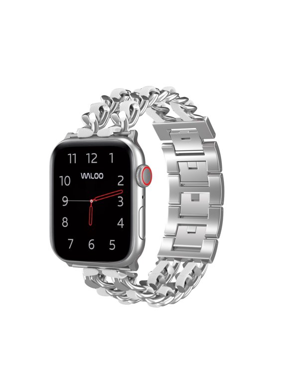 Leather Looped Genuine Leather Band for Apple Watch 40/41/42mm - Silver/White