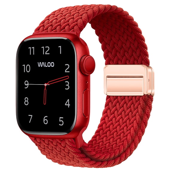 Waloo Magnetic Braided Nylon Loop Fabric Band for Apple Watch 44/45/46/49mm - Red