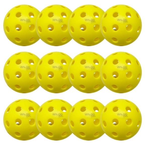 Waloo 40-Hole Pickleball Balls, Crack-Resistant, 12 Count