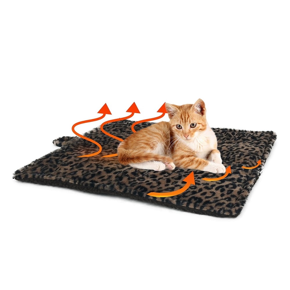 Leopard Brown Self-Heating Fleece Cat Mat and Pad