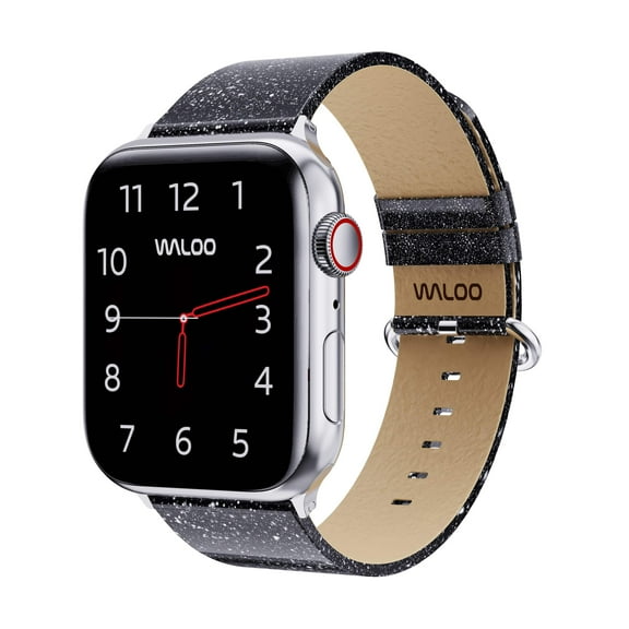 Waloo Shiny Brilliance Leather Replacement Band For All Apple Watch Series