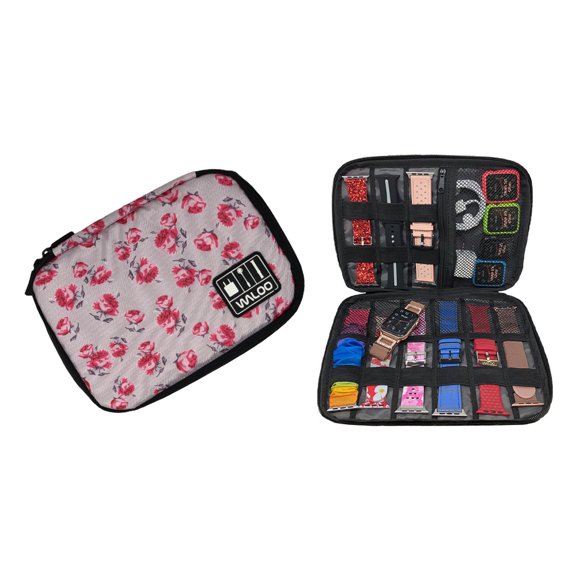 Waloo Products Waterproof Travel Pouch for Cables & Cords, Floral White