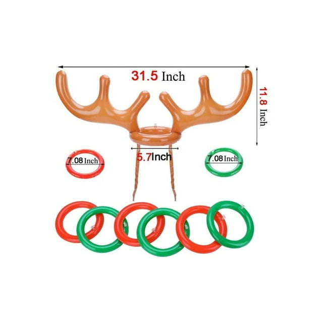 Waloo Sports Inflatable Reindeer Antler Ring Toss Game for Outdoor Christmas Fun, Suitable for