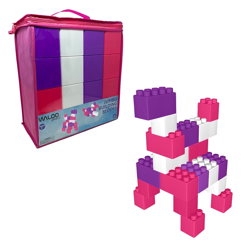 25-Piece Pink, Purple, White Jumbo Building Blocks Set
