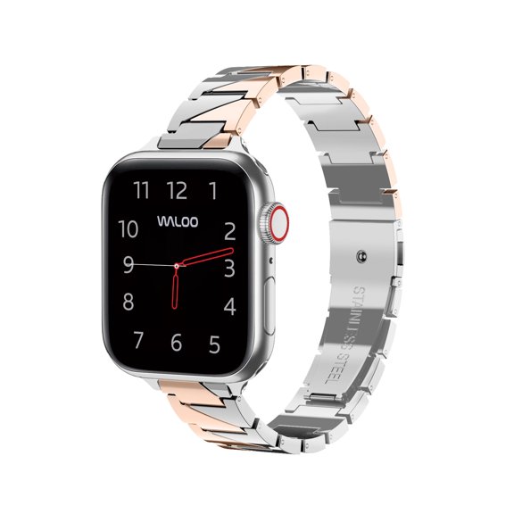 Waloo Two Toned Metal Stainless Steel Band for Apple Watch 40/41/42mm - Rose Gold/Silver