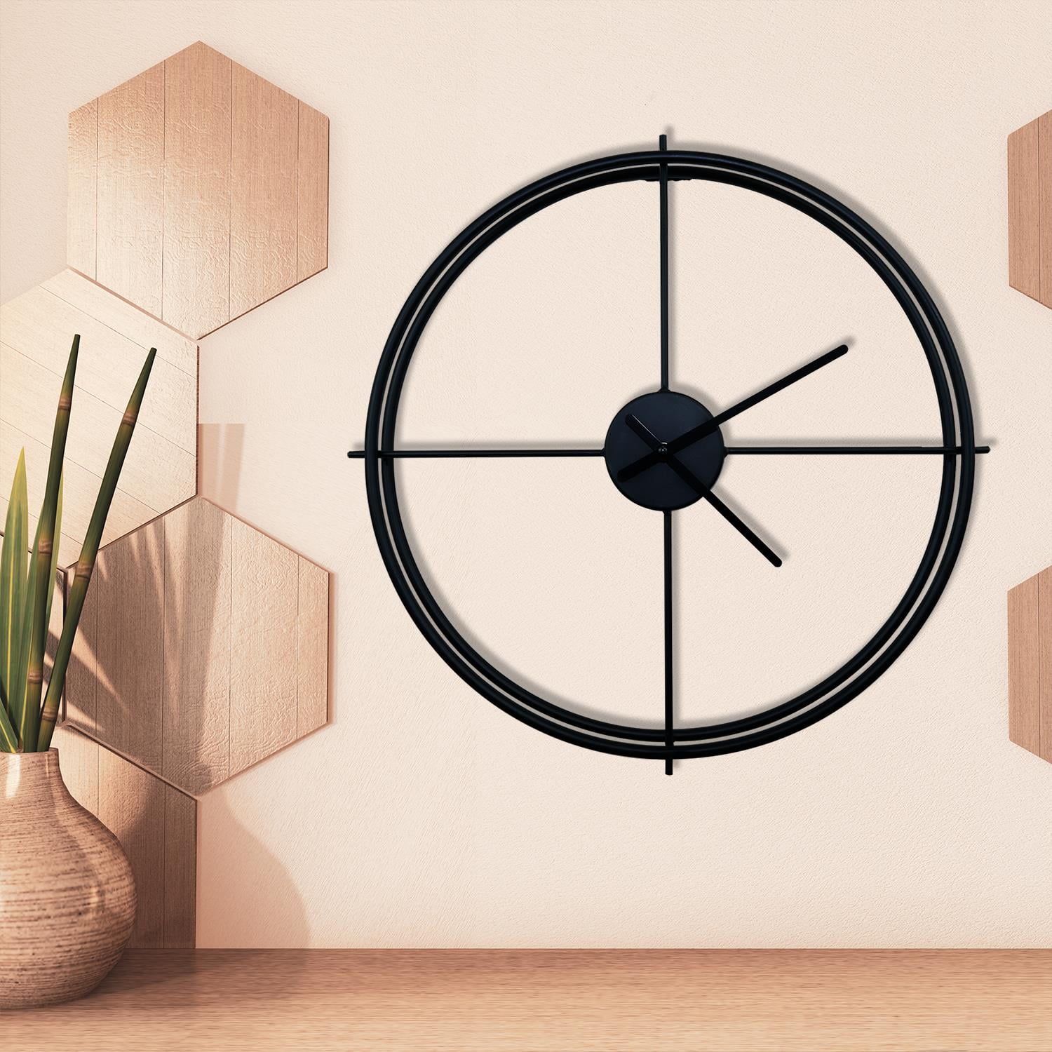 Walplus 19.7" Black Minimalist Iron Wall Clock