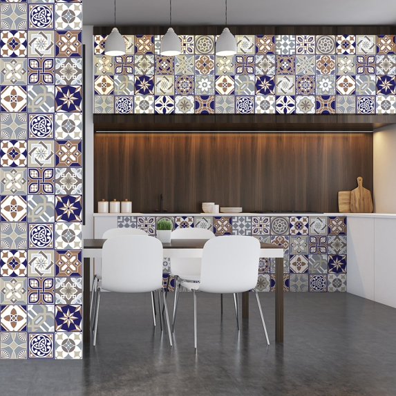 Walplus Denin Azulejo Victorian Backsplash Peel and Stick 144pcs 34.88sf