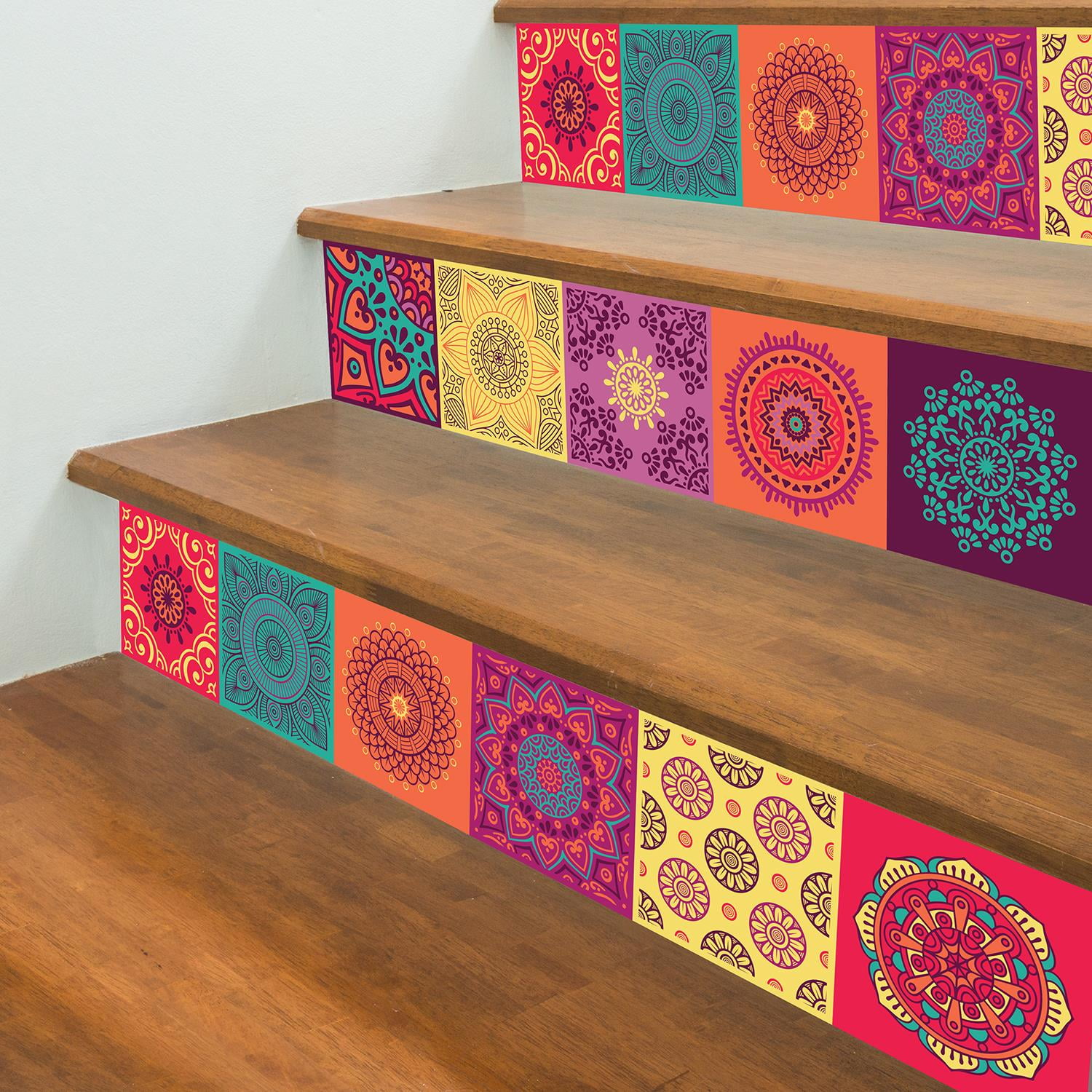 Walplus Peel and Stick Backsplash Colourful Mandala Wall Tile Decals 72