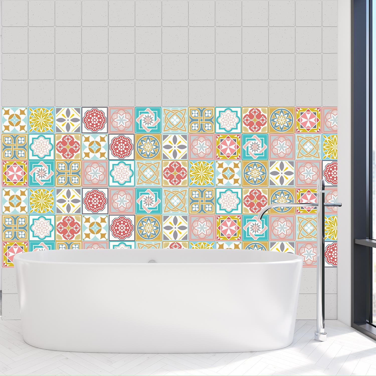 Walplus Peel and Stick Backsplash Malia Colourful Wall Tile Decals 24