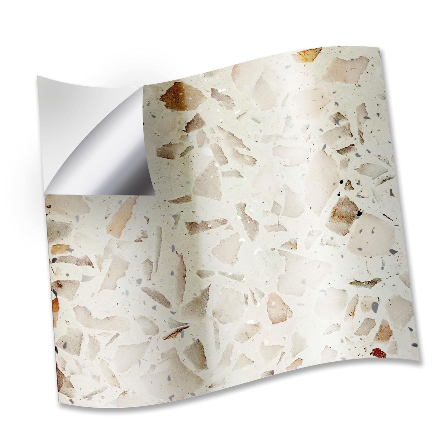 Walplus Peel and Stick Backsplash Marble Terrazzo Metallic Silver Wall