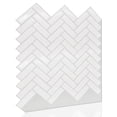 thumbnail image 1 of Walplus Peel and Stick Backsplash White Herringbone 3D Tile Decals 8 Sheets 11" x 8", 1 of 7