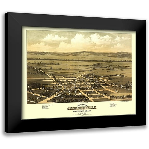 Walpole 18x14 Black Modern Framed Museum Art Print Titled - Jacksonville Oregon - Walpole 1883