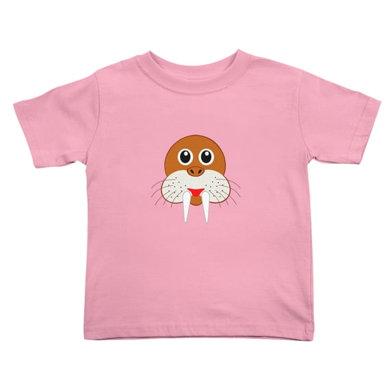 Walrus Face Cute Toddler T-Shirts for Boys Girls (Pink, Youth XL)