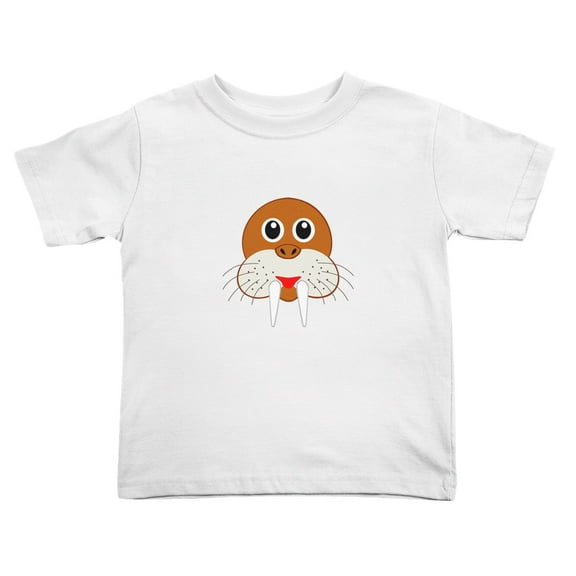 Walrus Face Cute Toddler T-Shirts for Boys Girls (White, Youth M)