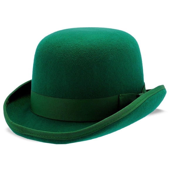 Walrus Hats My Lucky Wool Derby Hat – Festive Shamrock Green Hat with Grosgrain Band, Satin Lining, Leather Sweatband & Luck for Men & Women