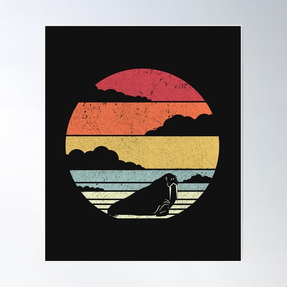 Walrus Print. Retro Style Graphic Poster Wall Art, Modern Wall Decor For Living Room Bedroom, 24x36 UNFRAMED