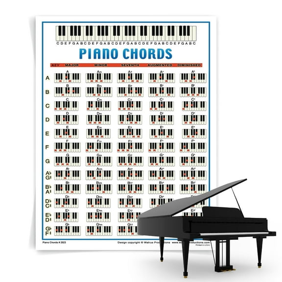 Walrus Productions 8116 Laminated Piano Chord Chart