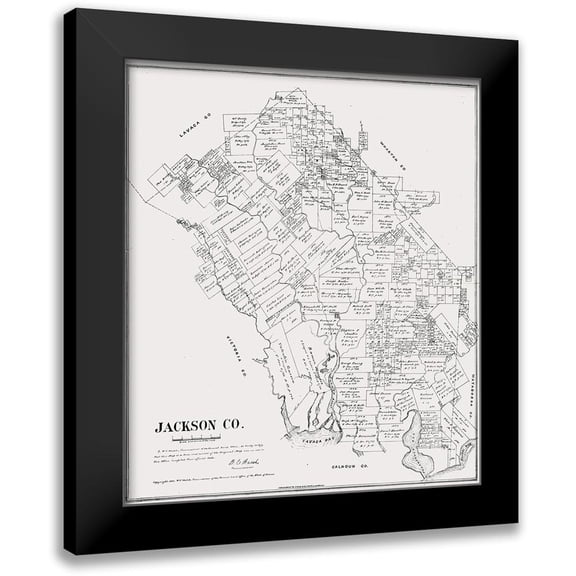 Walsh 12x13 Black Modern Framed Museum Art Print Titled - Jackson County Texas - Walsh 1880