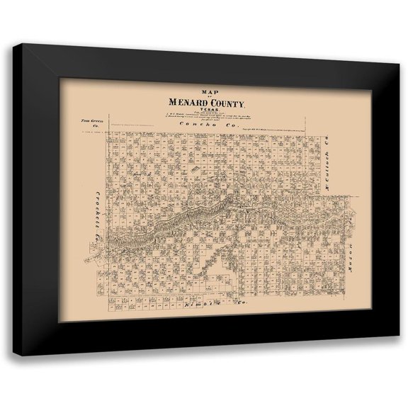 Walsh 14x12 Black Modern Framed Museum Art Print Titled - Menard County Texas - Walsh 1879