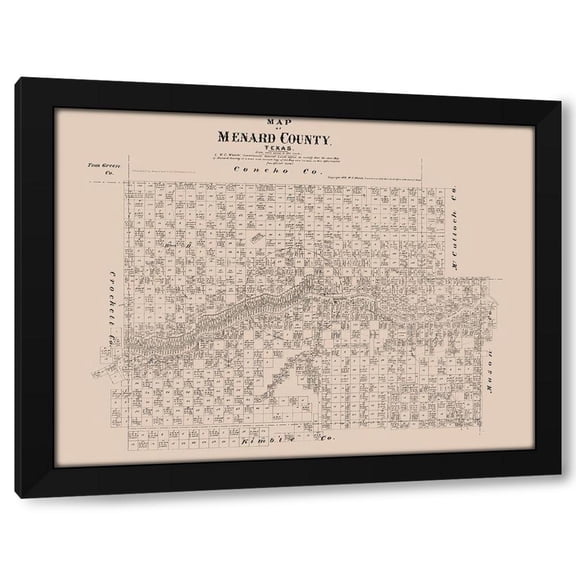 Walsh 14x12 Black Modern Wood Framed Wall Art Titled - Menard County Texas - Walsh 1879