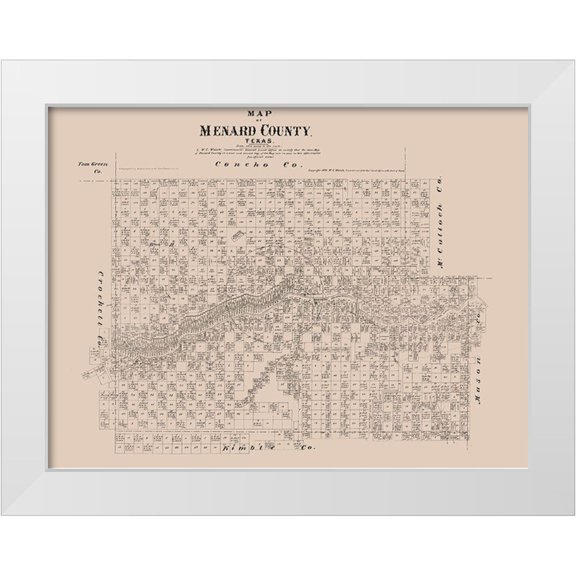 Walsh 14x12 White Modern Wood Framed Museum Art Print Titled - Menard County Texas - Walsh 1879