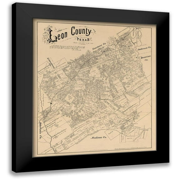 Walsh 15x17 Black Modern Framed Museum Art Print Titled - Leon County Texas - Walsh 1879