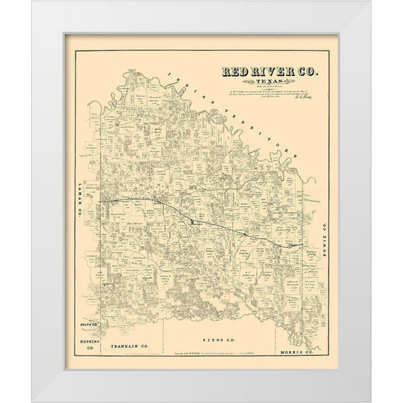 Walsh 15x17 White Modern Wood Framed Museum Art Print Titled - Red River County - Walsh 1879