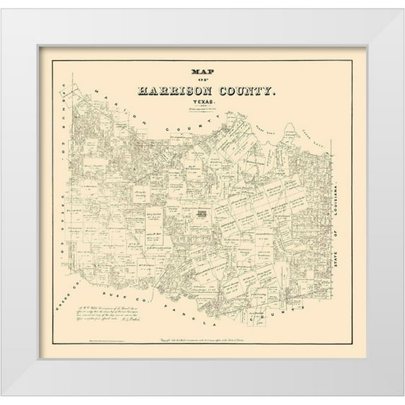 Walsh 16x15 White Modern Wood Framed Museum Art Print Titled - Harrison County Texas - Walsh 1879
