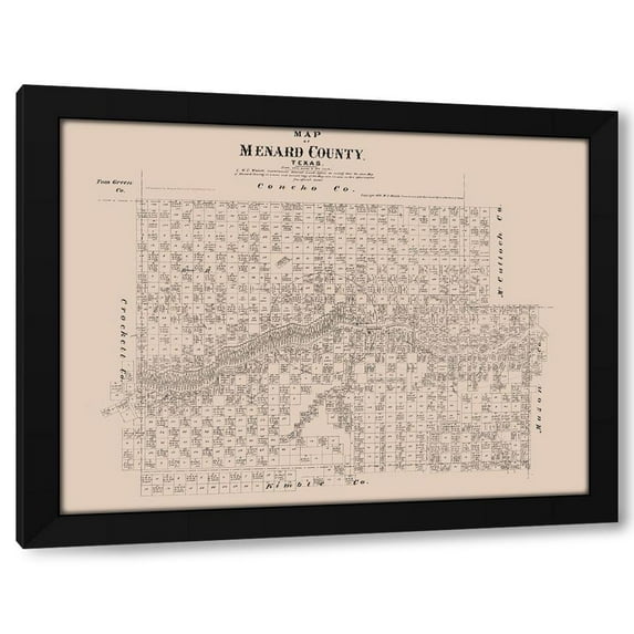 Walsh 18x15 Black Modern Wood Framed Wall Art Titled - Menard County Texas - Walsh 1879