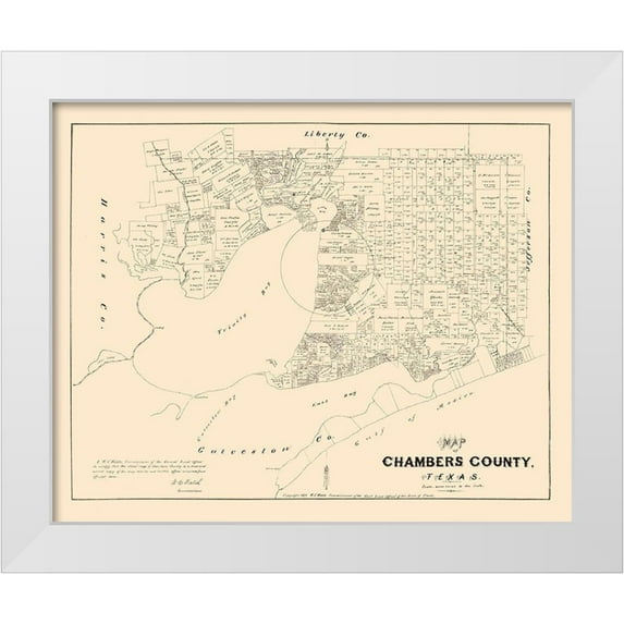 Walsh 18x15 White Modern Wood Framed Museum Art Print Titled - Chambers County Texas - Walsch 1879