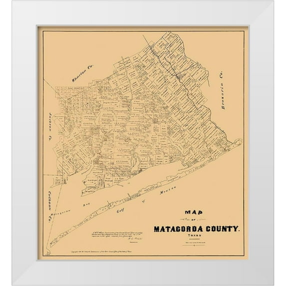 Walsh 20x22 White Modern Wood Framed Museum Art Print Titled - Matagorda County Texas - Walsh 1879