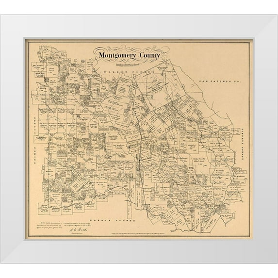 Walsh 29x26 White Modern Wood Framed Museum Art Print Titled - Montgomery County Texas - Walsh 1880