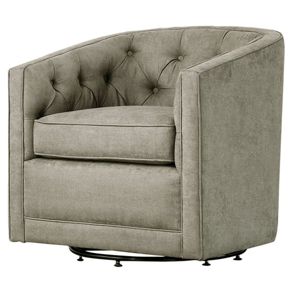 Walsh Fabric Swivel Barrel Chair denim dove gray Wood