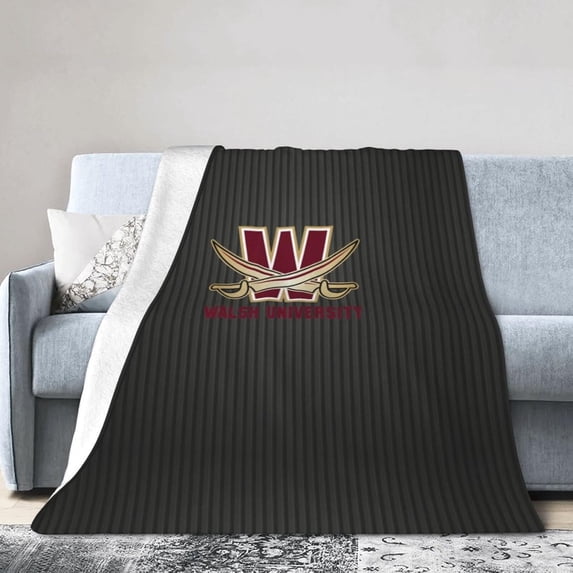 Walsh University Fleece Blanket, Very Soft Microfiber Flannel Blanket for Couch Warm and Cozy for All Seasons, Black