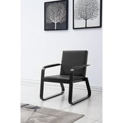 Walsport 1 Seat Classic Design Guest Sofa Waiting Room Bench Visitors Comfortable PVC Leather Chair for Airport Waiting Business Office Reception Room, Black