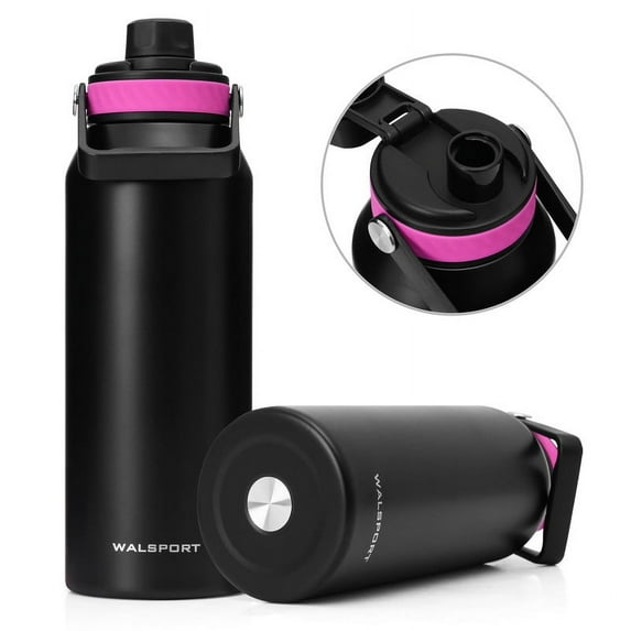 Walsport 34 oz Travel Mug with Leak-proof Lid,Stainless Steel Insulated Coffee Tumbler, Keeps Hot or Cold,Fits in Car Cup Holder,Black