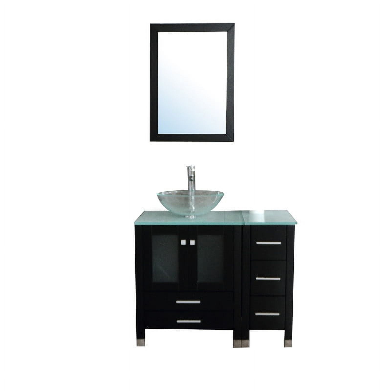 Walsport 36" Luxurious Bathroom Vanity and Sink Combo Cabinet with Glass Vessel Sink and Faucet Pop Up Drain,Black