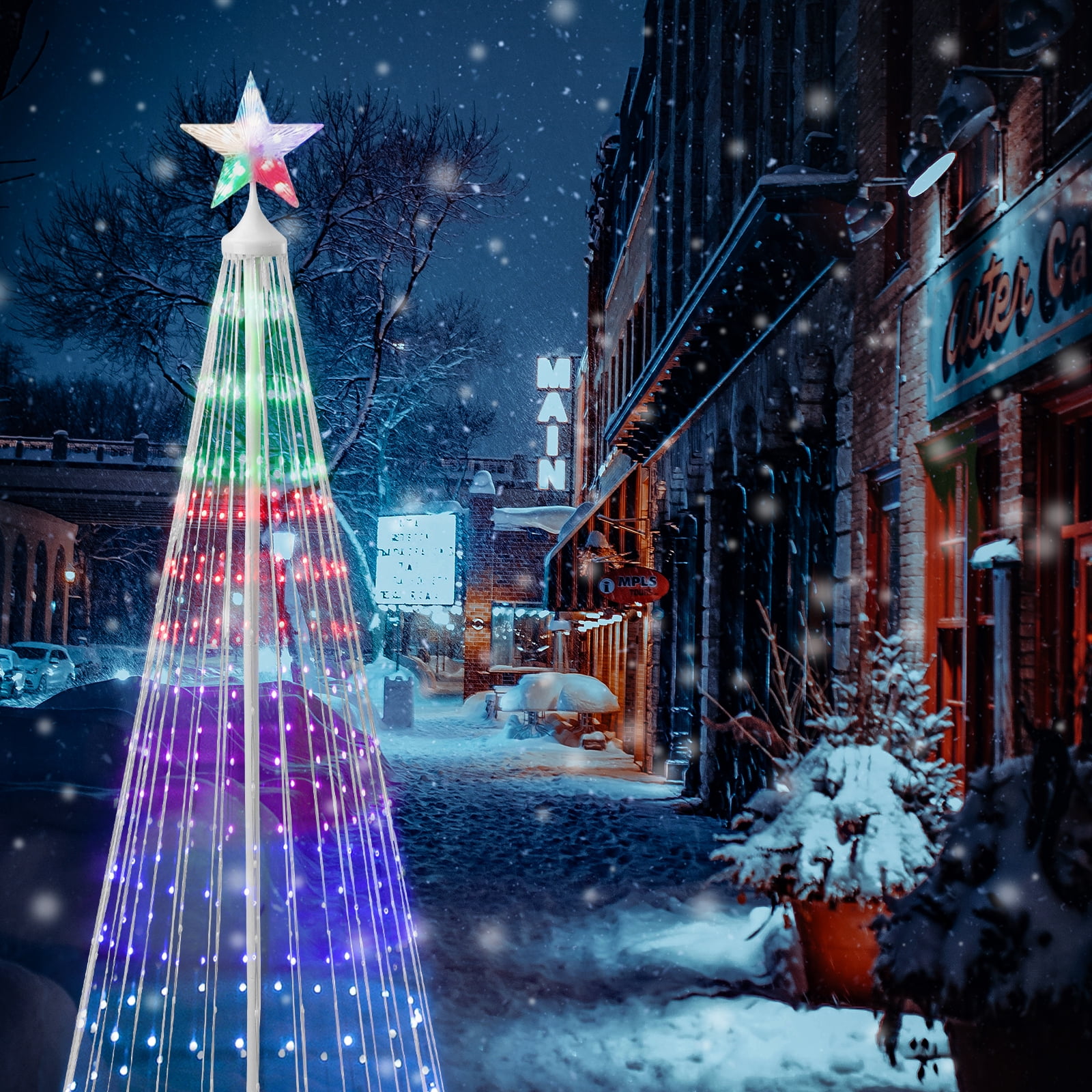 Walsport 6 ft Christmas Show Tree with 370 MultiColored LED Light