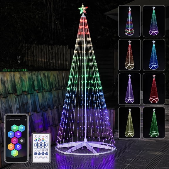 Walsport 7.55 Ft LED Show Cone Christmas Tree Outdoor Decoration with 640 Multi-Colored Lights