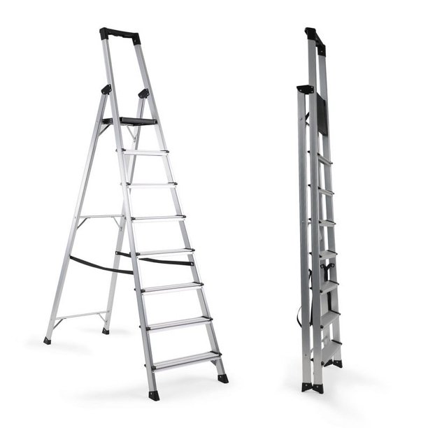 Walsport Aluminum 8 Step Ladder,Folding Step Stool, Lightweight
